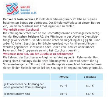 Antrag auf Zuschuss - Erholungswerk Post Postbank Telekom eV