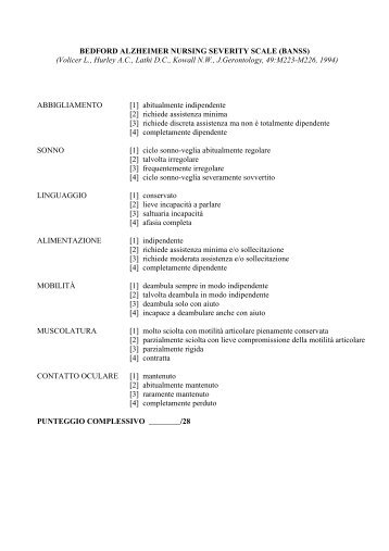 BEDFORD ALZHEIMER NURSING SEVERITY SCALE (BANSS ...