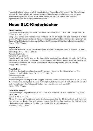 Neue SommerLeseClub-Bücher 2012 (pdf-Dokument)