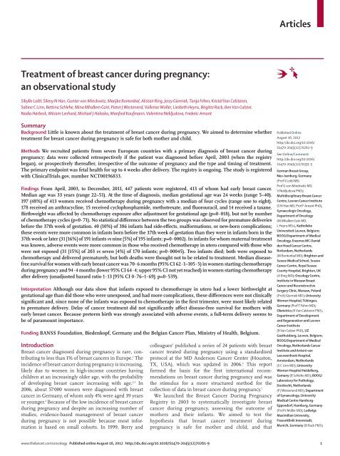 Articles Treatment of breast cancer during pregnancy - TheLancet.com