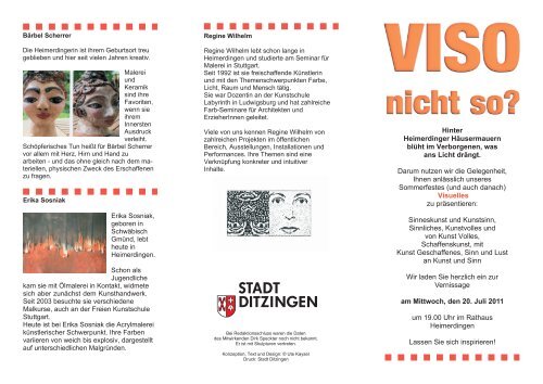 Flyer zur Ausstellung VISO nicht so? - in Ditzingen