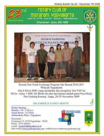 1 No.20IDecember 07thI2009 - Rotary Club of Mataram Yogyakarta ...