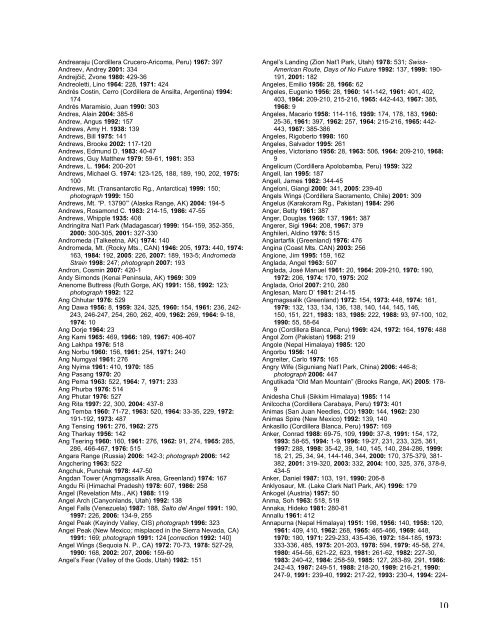 American Alpine Journal Index 1929-2007 - American Alpine Club