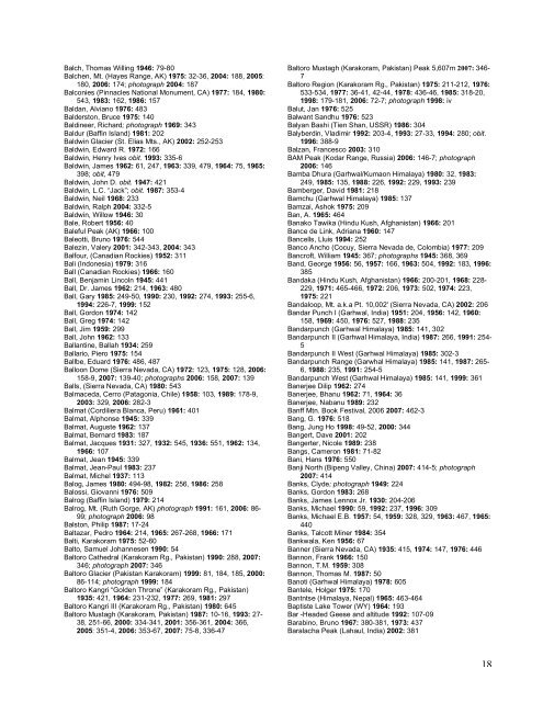 American Alpine Journal Index 1929-2007 - American Alpine Club