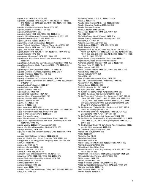 American Alpine Journal Index 1929-2007 - American Alpine Club