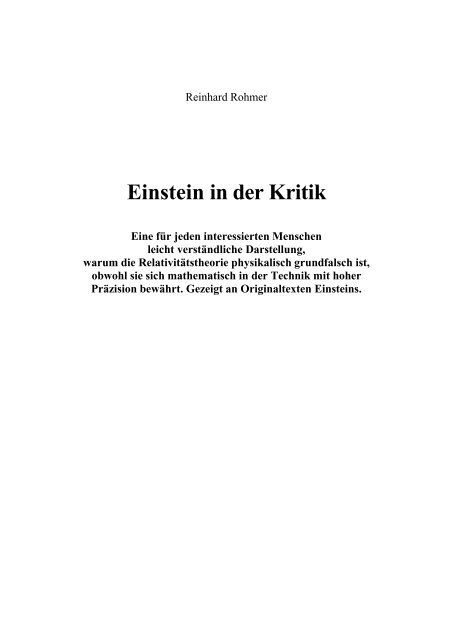 Einstein in der Kritik - Wissenschaft und moralische Verantwortung ...