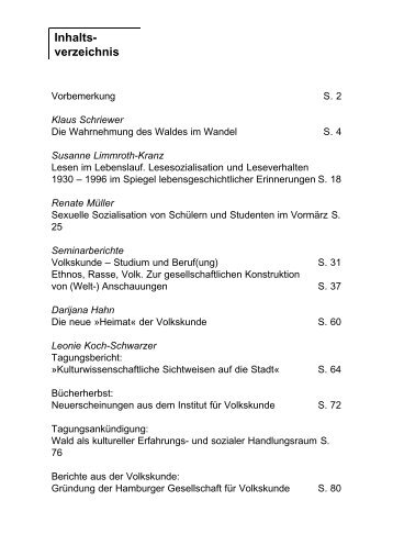 berichte Volkskunde - kultur.uni-hamburg.de - Universität Hamburg