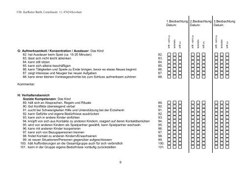 Zusammenfassende Entwicklungsbeobachtung