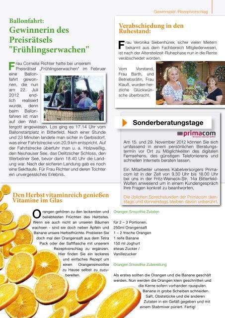 WGW - Mieterzeitung - Wohnungsgenossenschaft Wolfen eG
