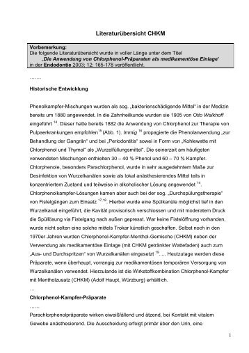 Die Anwendung von Chlorphenol-Kampfer-Präparaten in der ...