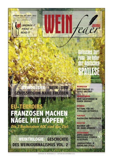 weinfeder journal - edition #36 - september 2012 - Weinfeder e.V.