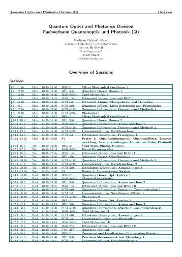 Quantum Optics and Photonics Division Fachverband Quantenoptik ...