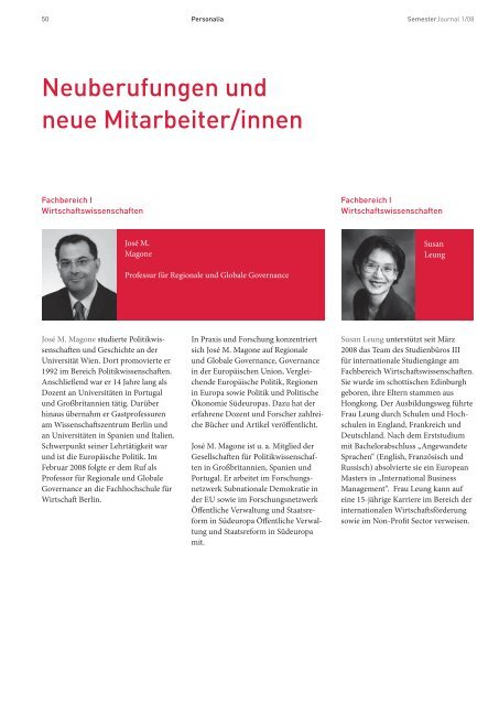 SemesterJournal 1/08 - MBA Programme der HWR Berlin