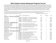 2012 Fayette County Delinquent Property Tax List