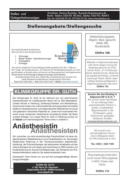 Stellenangebote/Stellengesuche - Ärztekammer Schleswig-Holstein