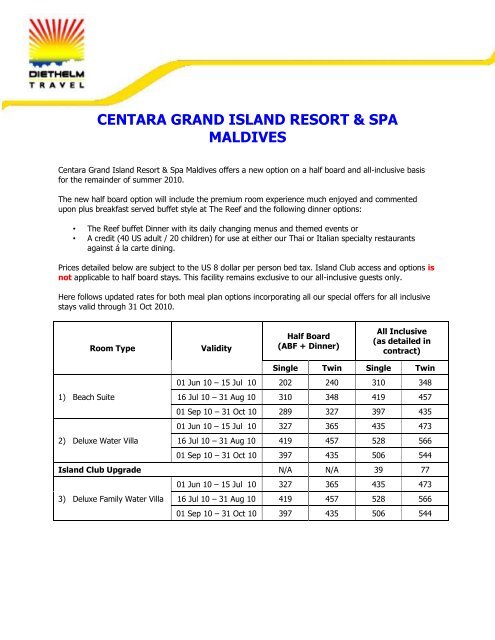 centara grand island resort & spa maldives - Diethelm Travel Asia