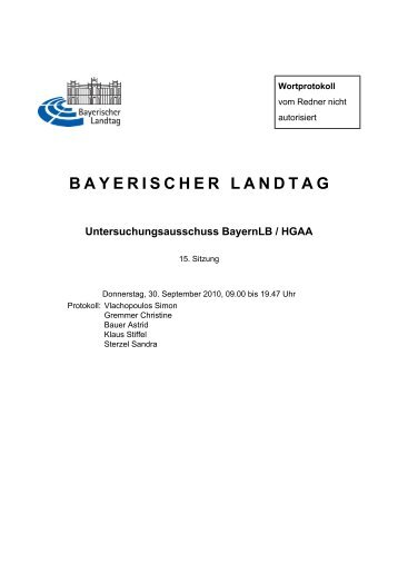 BAYERISCHERLANDTAG Untersuchungsausschuss BayernLB ...