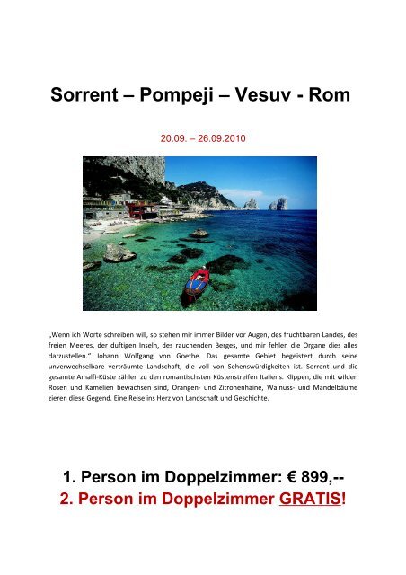 Sorrent – Pompeji – Vesuv - Rom