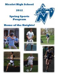 Nicolet High School 2012 Spring Sports Program Home of the Knights!