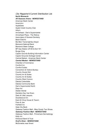 Current Distribution List - City Magazine