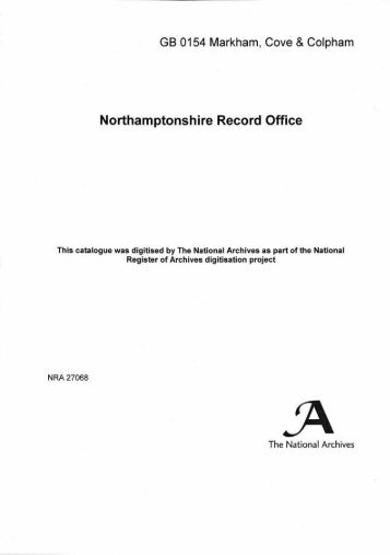 Northamptonshire Record Office - The National Archives