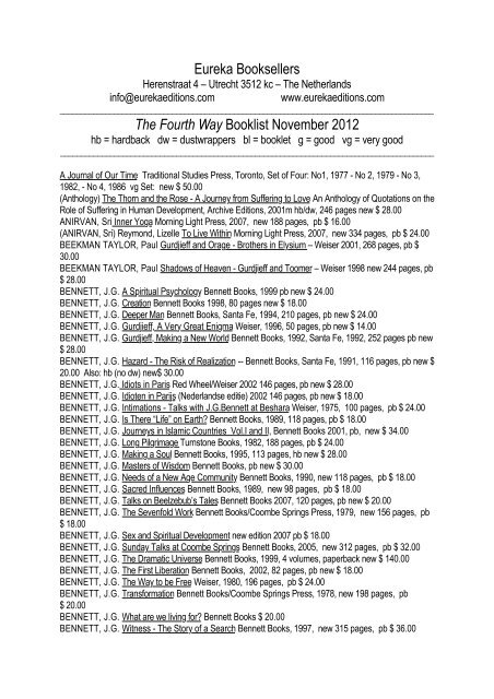 The Fourth Way Eureka Booksellers And Editions - 