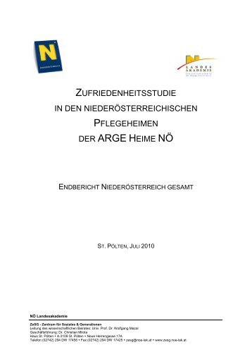 Zufriedenheitsstudie in den NÖ Pflegeheimen ... - NÖ Landesheime