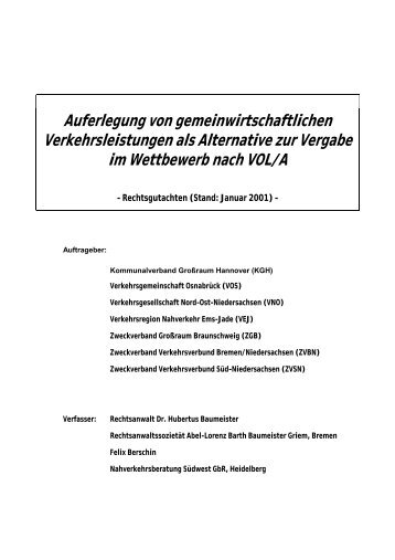 Auferlegung von gemeinwirtschaftlichen Verkehrsleistungen