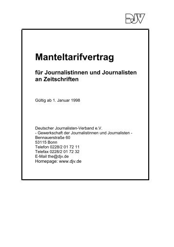 Manteltarifvertrag für Journalistinnen und Journalisten an Zeitschriften