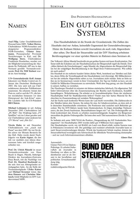DJV Info Ausgabe 1. Quartal 2004 - DJV Hamburg