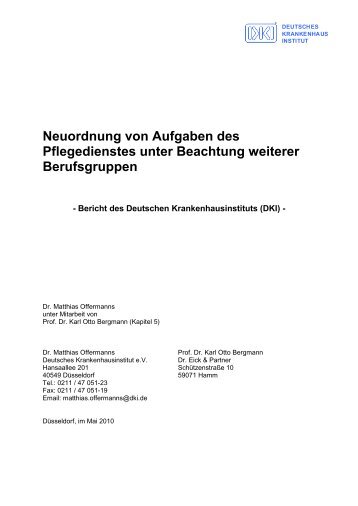 Neuordnung von Aufgaben des Pflegedienstes unter Beachtung ...