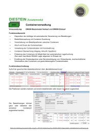 DIESTEIN Zusatzmodul Containerverwaltung - DIETRICH Software