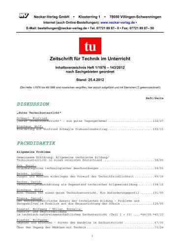 tu Zeitschrift für Technik im Unterricht - Neckar Verlag