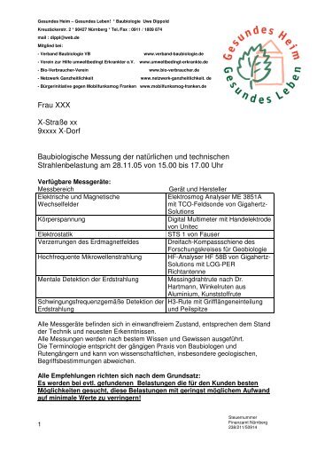 Messprotokoll - Baubiologe Uwe Dippold