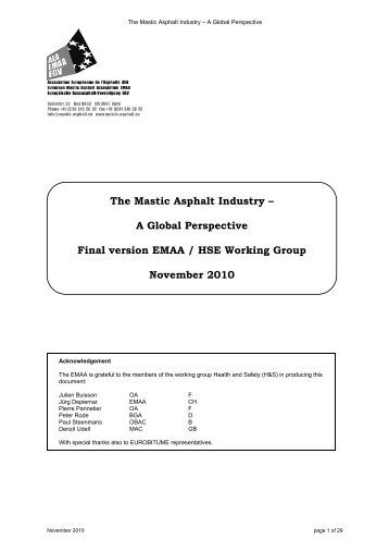 The Mastic Asphalt Industry – A Global Perspective