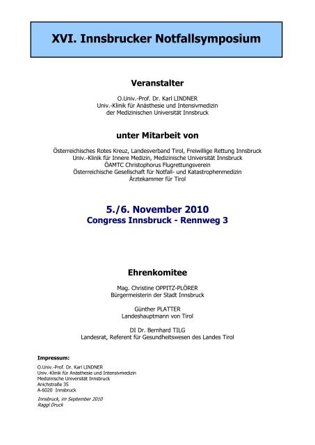 XVI. Innsbrucker Notfallsymposium