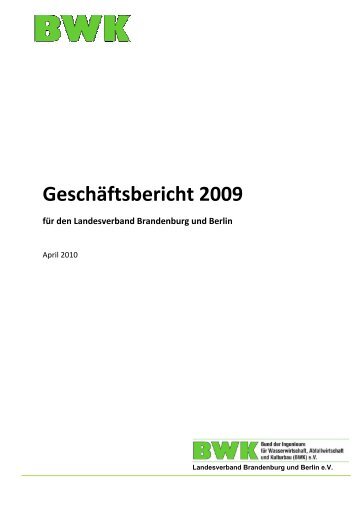 Geschäftsbericht 2009 - BWK Berlin, Brandenburg