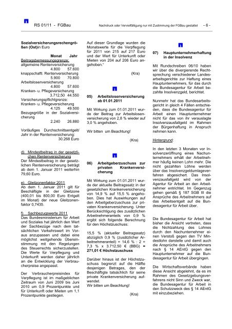 Rundschreiben 01/11 26. Januar 2011 - Fachgemeinschaft Bau