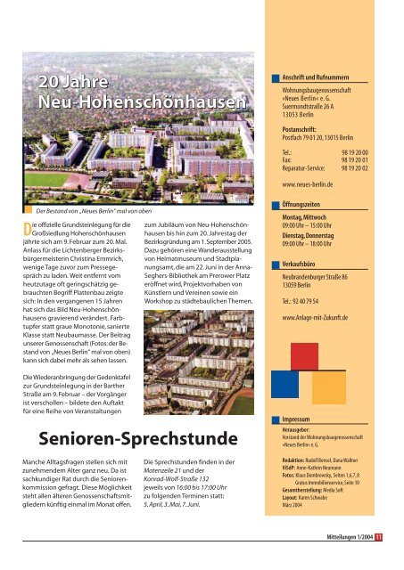 1/2004 - Wohnungsbaugenossenschaft Neues Berlin