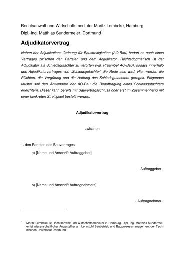 Adjudikatorvertrag - Werner Baurecht