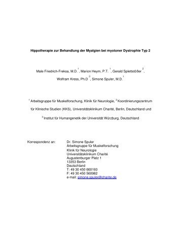 Hippotherapie zur Behandlung der Myalgien bei myotoner Dystrophie