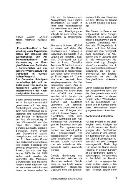 Mitteilungsblatt - Bundesarbeitsgemeinschaft Bau Holz Farbe