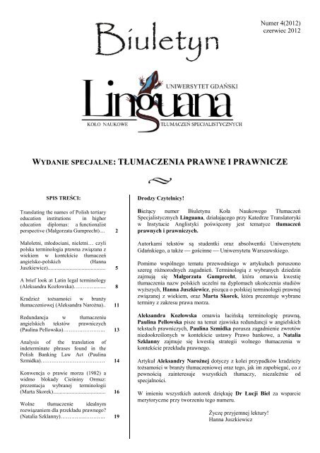 wydanie specjalne: tłumaczenia prawne i prawnicze