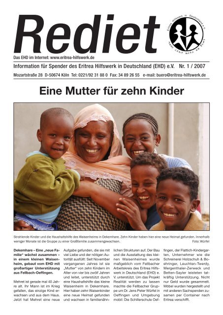 Eine Mutter für zehn Kinder - Eritrea-Hilfswerk in Deutschland e.V.