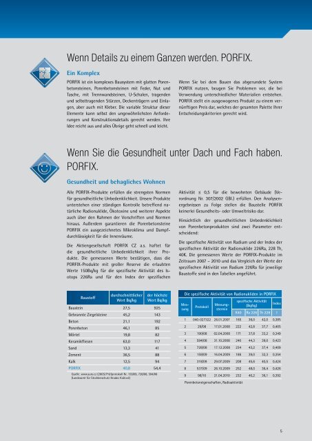 GrAtIS! Beratung und Berechnung des Materialbedarfs - Porfix