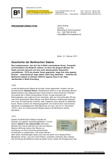 Geschichte - Berlinische Galerie