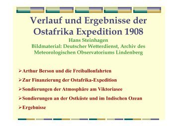 Verlauf und Ergebnisse der Ostafrika Expedition 1908 - Deutsche ...