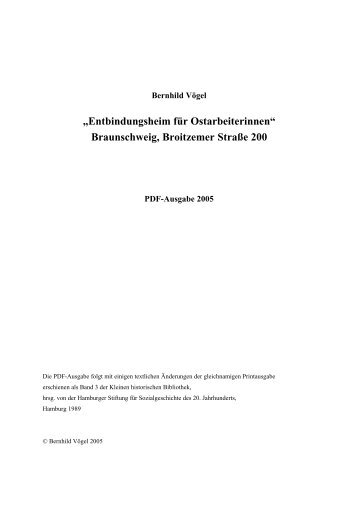 „Entbindungsheim für Ostarbeiterinnen“ Braunschweig, Broitzemer ...