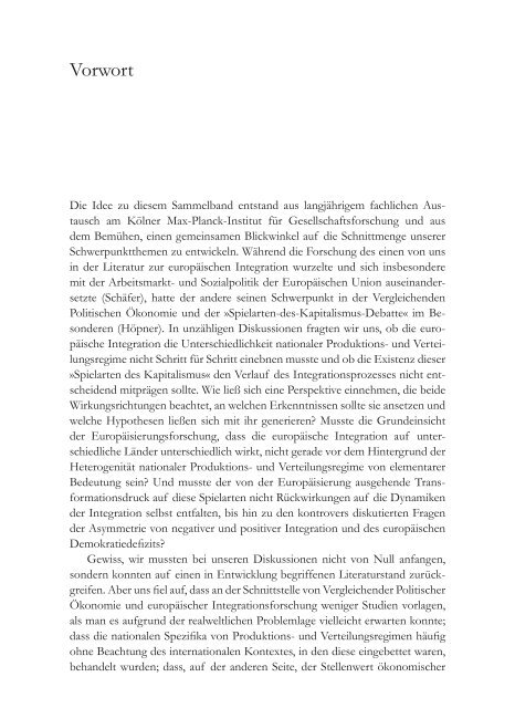 Die Politische Ökonomie der europäischen Integration - MPIfG