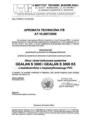 Aprobata Techniczna - Okna pcv